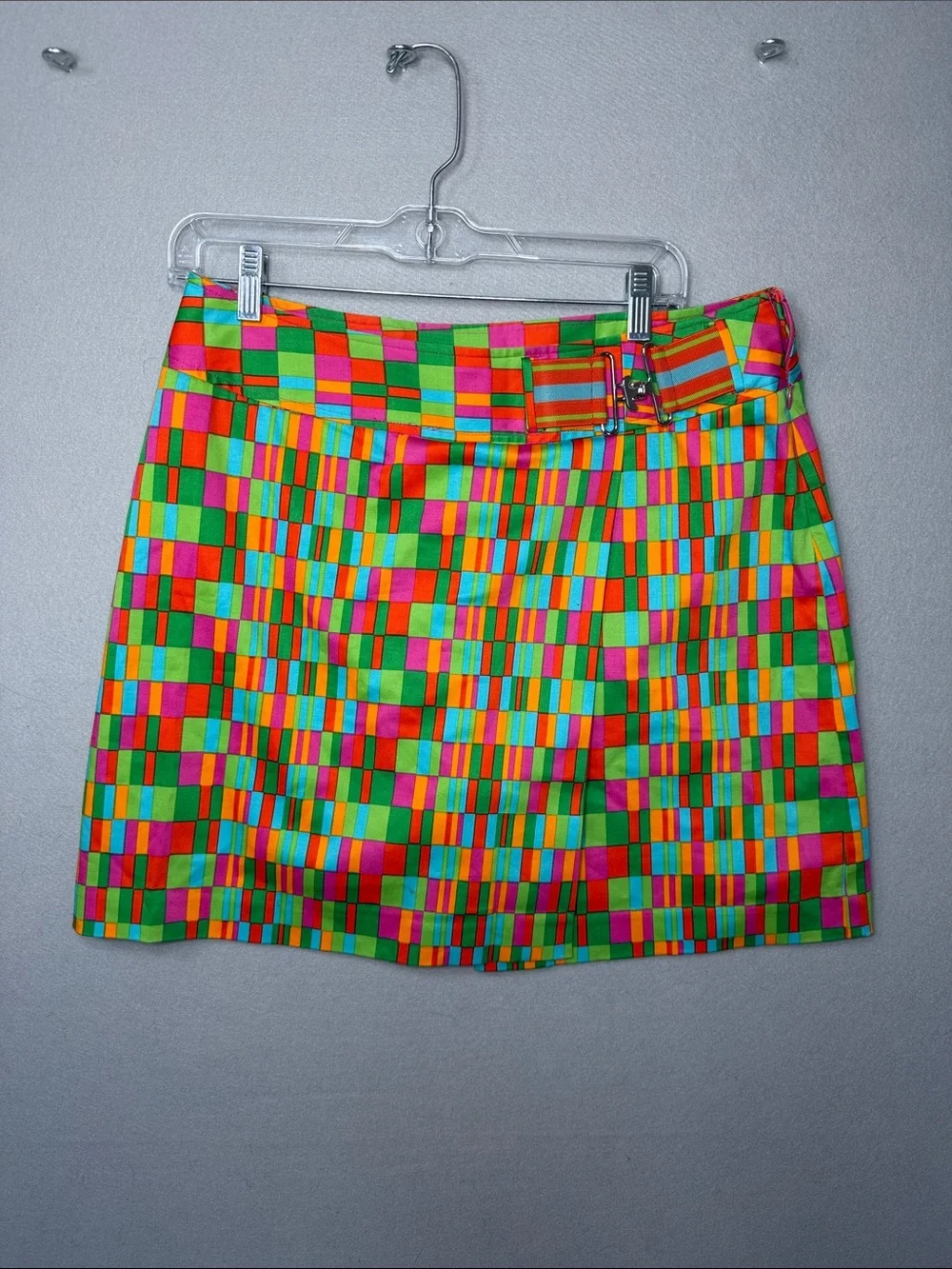 Liz Claiborne Green and Red Geometric Mini Skirt